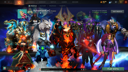 Archon III | MMR: 2640 | Behavior: 12000 | 3 Arcanas: Terrorblade, Shadow Fiend & Zeus | Mirana & Anti Mage Persona | Complete 10th Anniversary Items | Stacked Account | Mainpool | High Trophy Level | 3100+ Hours Played