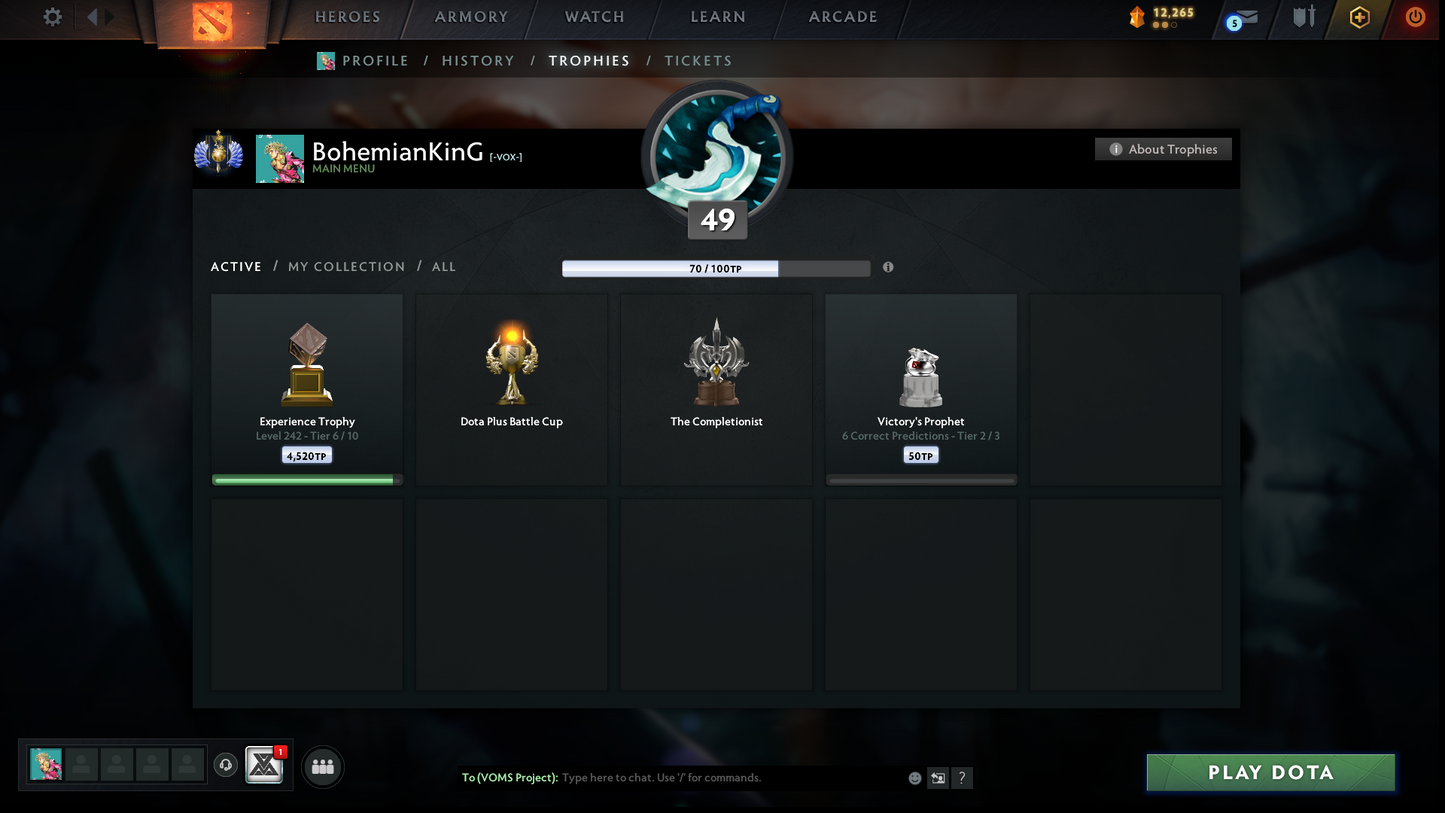 Divine I | MMR: 4633 | Behavior: 12000 | 2 Arcanas: Phantom Assassin & Legion | 2 Personas: Invoker (Angel of Vex) & Mirana | Stacked with Immortals & Items | Complete 10th Anniversary | Mainpool | High Trophy Level | 2000+ Hours | Full Access