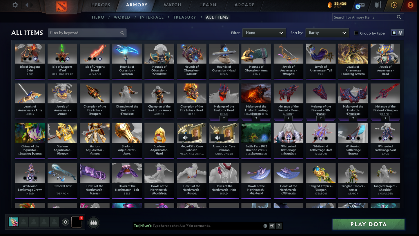 Crusader II | MMR: 1798 | Battlepass: TI11 | 5 Arcanas: Void, Razor, Ogre, Crystal Maiden & Pudge | 4 Personas: Phantom Assassin, Maiden & Anti Mage | Primal Prestige | Tons of Cache Sets & Items | Stacked Account | 2,100+ Hours Played | Complete Access
