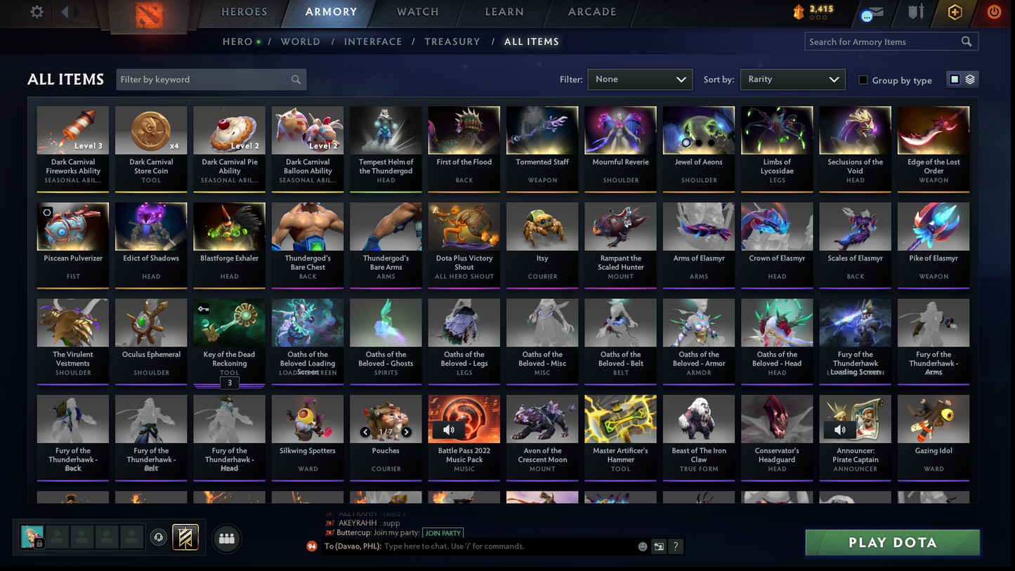 Archon II | MMR: 2328 - Behavior: 9386 | Zeus Arcana | 3500+ Hours | Stacked with Rare Sets and Immortals | 2500+ Matches | Mainpool | Fast Queue | Trophy Level: 290+