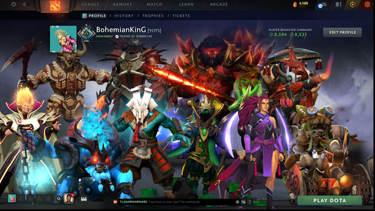 Crusader I | MMR: 1607 - Behavior: 8523 | 2 Arcanas: Juggernaut & Rubick | Anti Mage Persona | Quartero's Curios Sets | Many Immortals & Sets Inside | Fast Queue | Complete Access