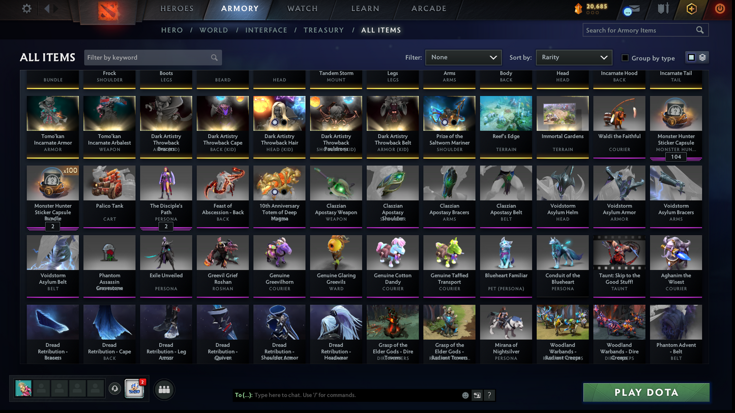 BATTLEPASS: TI7, TI11, AGHANIM, NEMESTICE - SPECIAL COLLECTOR'S ACCOUNT - 9 ARCANAS: SPEC, DROW, VOID, RAZOR, IO, PA, LC, PUDGE & SF + DK PERSONA, DARK ARTISTRY KID, KUNKKA & HOODWINK PRESTIGE | TONS OF CACHE SETS | 6 PERSONAS | TERRAINS