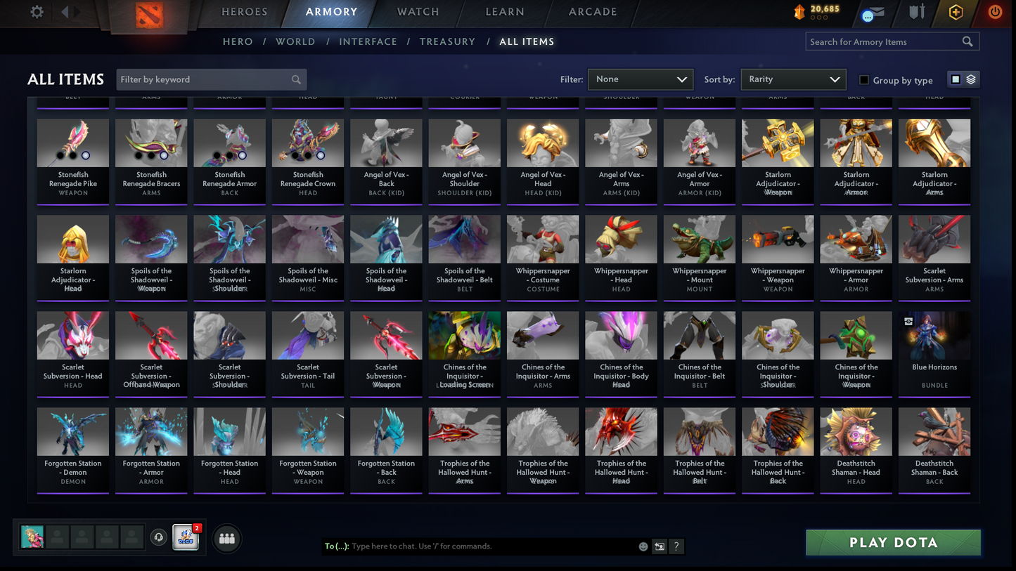 BATTLEPASS: TI7, TI11, AGHANIM, NEMESTICE - SPECIAL COLLECTOR'S ACCOUNT - 9 ARCANAS: SPEC, DROW, VOID, RAZOR, IO, PA, LC, PUDGE & SF + DK PERSONA, DARK ARTISTRY KID, KUNKKA & HOODWINK PRESTIGE | TONS OF CACHE SETS | 6 PERSONAS | TERRAINS