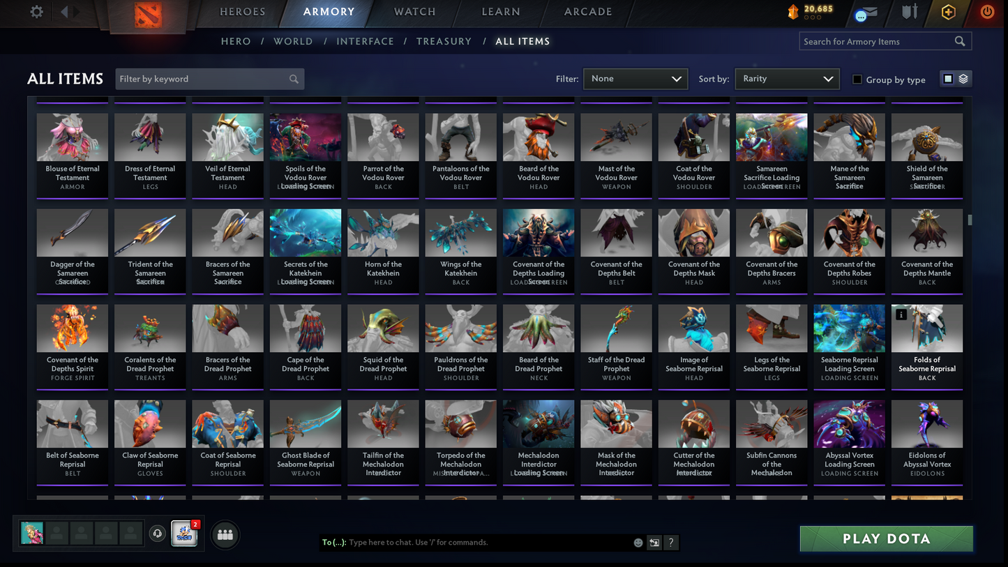 BATTLEPASS: TI7, TI11, AGHANIM, NEMESTICE - SPECIAL COLLECTOR'S ACCOUNT - 9 ARCANAS: SPEC, DROW, VOID, RAZOR, IO, PA, LC, PUDGE & SF + DK PERSONA, DARK ARTISTRY KID, KUNKKA & HOODWINK PRESTIGE | TONS OF CACHE SETS | 6 PERSONAS | TERRAINS