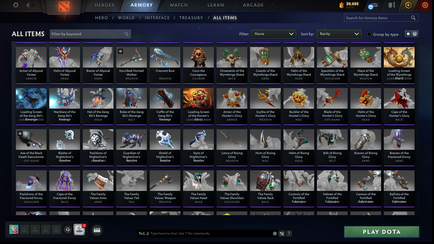 BATTLEPASS: TI7, TI11, AGHANIM, NEMESTICE - SPECIAL COLLECTOR'S ACCOUNT - 9 ARCANAS: SPEC, DROW, VOID, RAZOR, IO, PA, LC, PUDGE & SF + DK PERSONA, DARK ARTISTRY KID, KUNKKA & HOODWINK PRESTIGE | TONS OF CACHE SETS | 6 PERSONAS | TERRAINS
