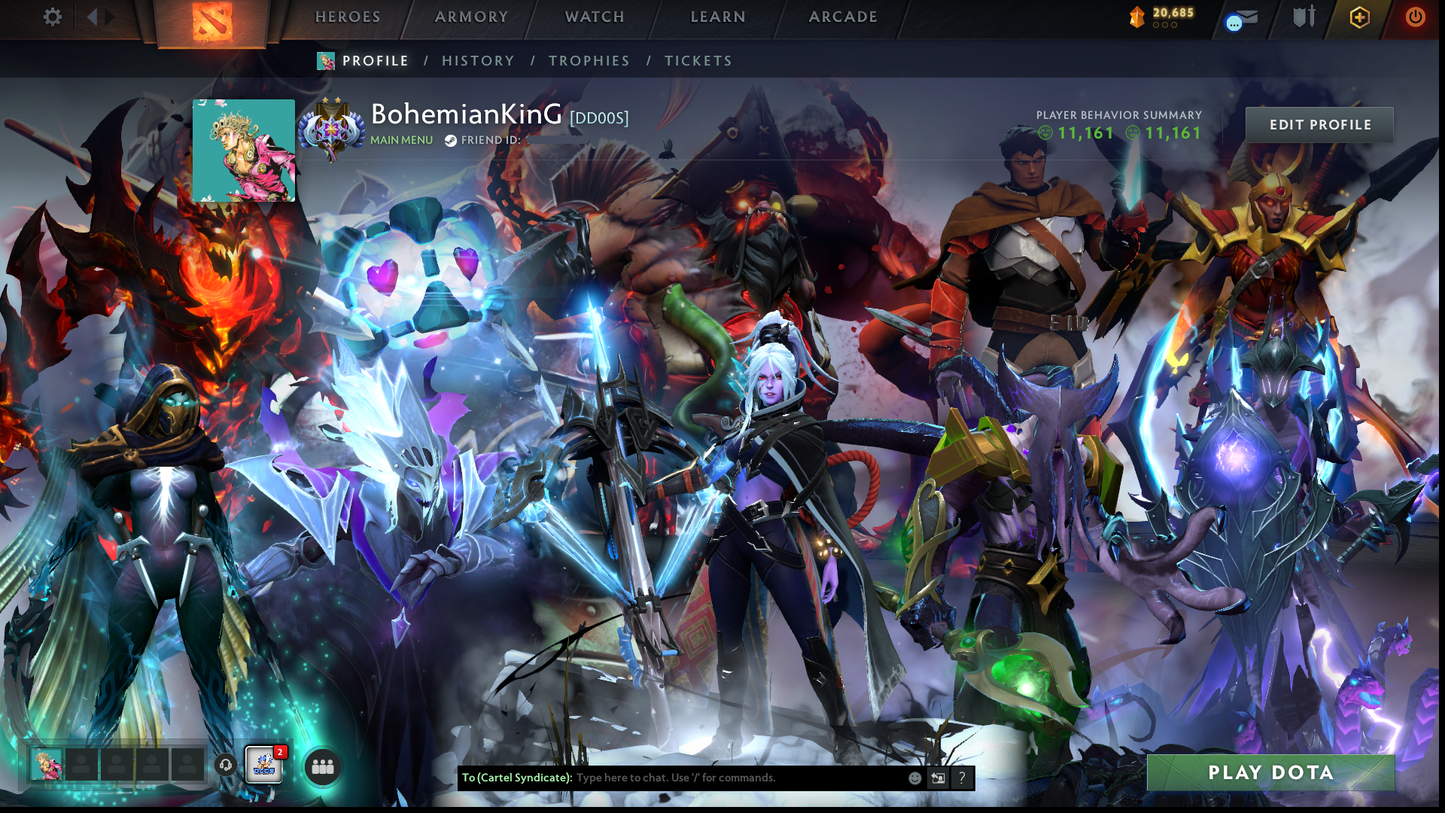 BATTLEPASS: TI7, TI11, AGHANIM, NEMESTICE - SPECIAL COLLECTOR'S ACCOUNT - 9 ARCANAS: SPEC, DROW, VOID, RAZOR, IO, PA, LC, PUDGE & SF + DK PERSONA, DARK ARTISTRY KID, KUNKKA & HOODWINK PRESTIGE | TONS OF CACHE SETS | 6 PERSONAS | TERRAINS