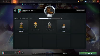 TI6, TI9, TI10, NEMESTICE - Collector's Acc - 5 Arcanas: WK, QOP, WR, ES & Pudge | Ultra Rare Legion Wings | DK Persona & Dark Artistry Kid | Rare Terrains including Immortal Gardens | High Value Cache Sets & Items | 6 Personas | 2012 Account