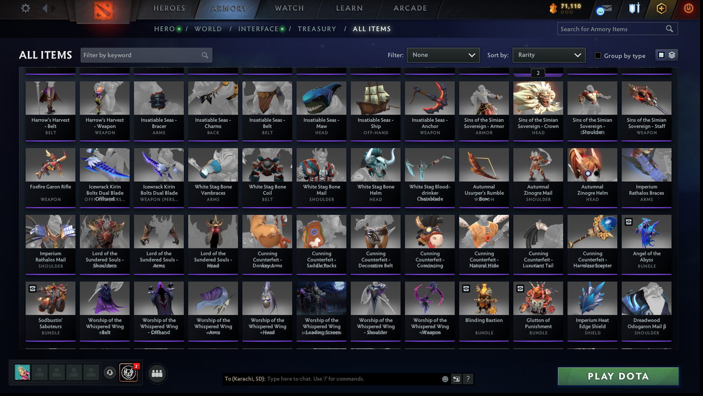 TI6, TI9, TI10, NEMESTICE - Collector's Acc - 5 Arcanas: WK, QOP, WR, ES & Pudge | Ultra Rare Legion Wings | DK Persona & Dark Artistry Kid | Rare Terrains including Immortal Gardens | High Value Cache Sets & Items | 6 Personas | 2012 Account