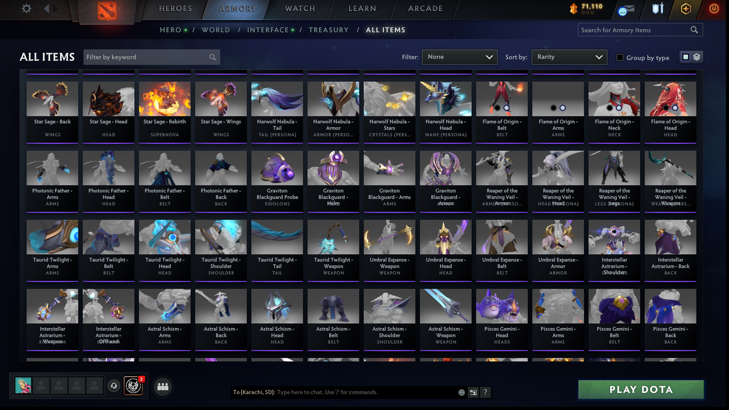 TI6, TI9, TI10, NEMESTICE - Collector's Acc - 5 Arcanas: WK, QOP, WR, ES & Pudge | Ultra Rare Legion Wings | DK Persona & Dark Artistry Kid | Rare Terrains including Immortal Gardens | High Value Cache Sets & Items | 6 Personas | 2012 Account