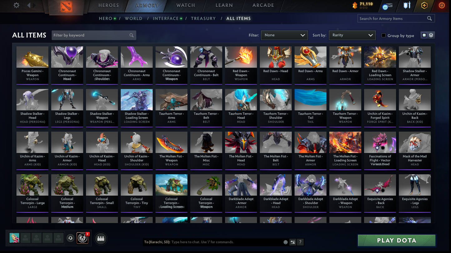 TI6, TI9, TI10, NEMESTICE - Collector's Acc - 5 Arcanas: WK, QOP, WR, ES & Pudge | Ultra Rare Legion Wings | DK Persona & Dark Artistry Kid | Rare Terrains including Immortal Gardens | High Value Cache Sets & Items | 6 Personas | 2012 Account