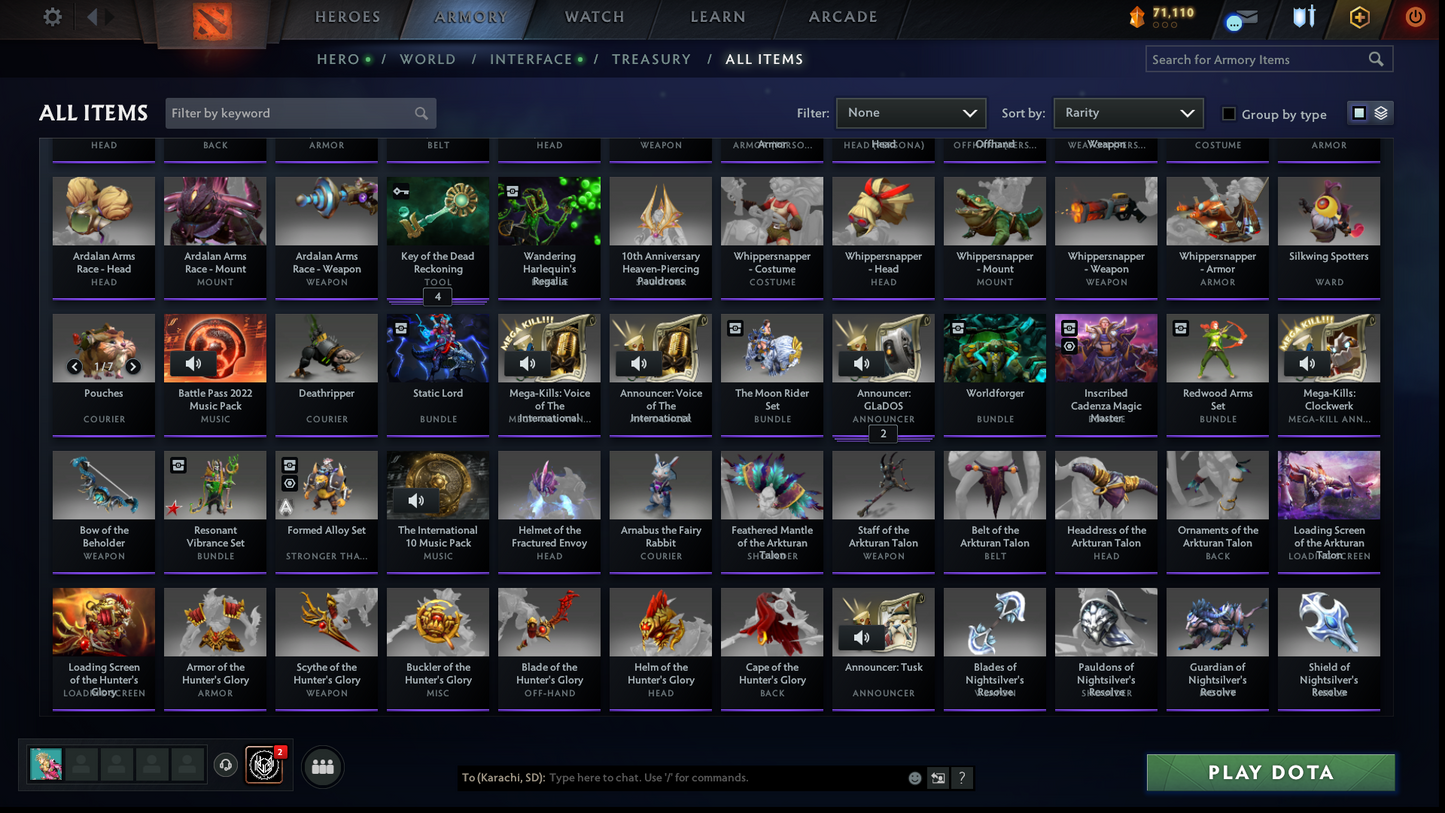 TI6, TI9, TI10, NEMESTICE - Collector's Acc - 5 Arcanas: WK, QOP, WR, ES & Pudge | Ultra Rare Legion Wings | DK Persona & Dark Artistry Kid | Rare Terrains including Immortal Gardens | High Value Cache Sets & Items | 6 Personas | 2012 Account