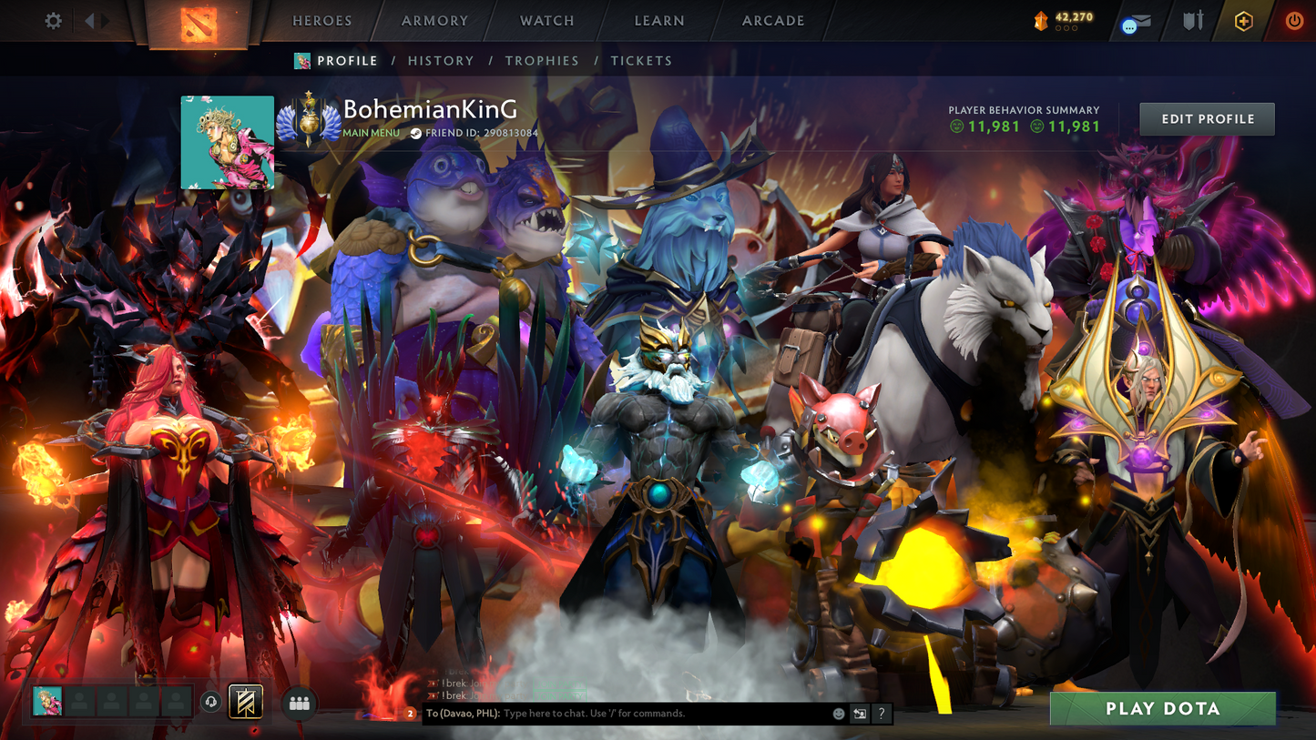 Divine I | MMR: 4590 - Behavior: 11981 | 3 Arcanas: Zeus, Techies & Terrorblade | 11480+ Matches | 3 Personas: Mirana, CM & Antimage | Many Cache Sets & Items | Loaded with Immortals | Mainpool | Complete Access