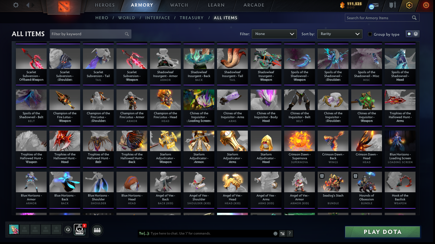 Immortal | MMR: 6523 | Battlepass: TI11 | 4 Arcanas: Void, Razor, Rubick & Techies | 5 Personas: PA, CM, Mirana, AM & Invoker | Primal Prestige | Cavern Crawl Sets | Tons of Cache Sets & Items | Stacked Account | 3000+ Hours Played