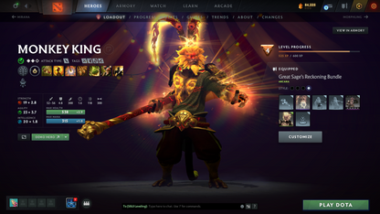 Divine I | MMR: 4632 - Behavior: 11322 | 4 Arcanas: Monkey King, Phantom Assassin, Rubick & Pudge | TI11 Prestige: Primal Beast & CM Persona | x16 MMR DD Tokens | Many Sets & Immortals | 2022 Account | Complete Access
