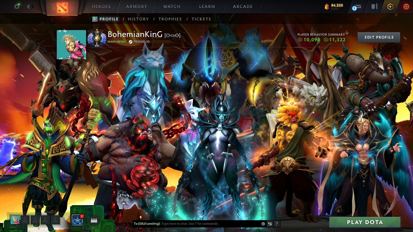 Divine I | MMR: 4632 - Behavior: 11322 | 4 Arcanas: Monkey King, Phantom Assassin, Rubick & Pudge | TI11 Prestige: Primal Beast & CM Persona | x16 MMR DD Tokens | Many Sets & Immortals | 2022 Account | Complete Access