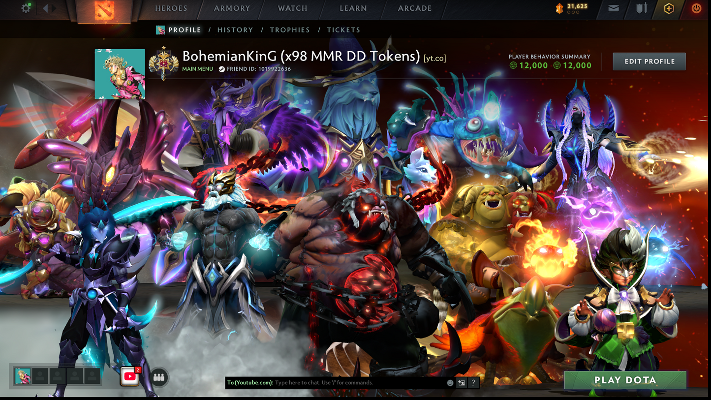 Legend I | MMR: 3060 - Behavior: 12000 | 3 Arcanas: Zeus, Ogre & Pudge | Exclusive Personas: Phantom Assassin, Invoker & CM | x98 MMR DD Tokens | Stacked with Cache Sets & Immortals | 2019 Account | Mainpool | Complete Access