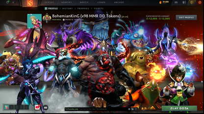 Legend I | MMR: 3060 - Behavior: 12000 | 3 Arcanas: Zeus, Ogre & Pudge | Exclusive Personas: Phantom Assassin, Invoker & CM | x98 MMR DD Tokens | Stacked with Cache Sets & Immortals | 2019 Account | Mainpool | Complete Access