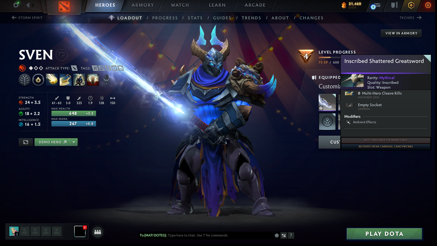 Archon IV | MMR: 2918 | Behavior: 9772 | Pudge Arcana | Sven's Shattered Greatsword | TI11 Cavern Crawl Sets: Isle of Dragons & Stonefish Renegade | Stacked with Sets & Immortals | Mainpool | High Trophy Level | 2020 Account