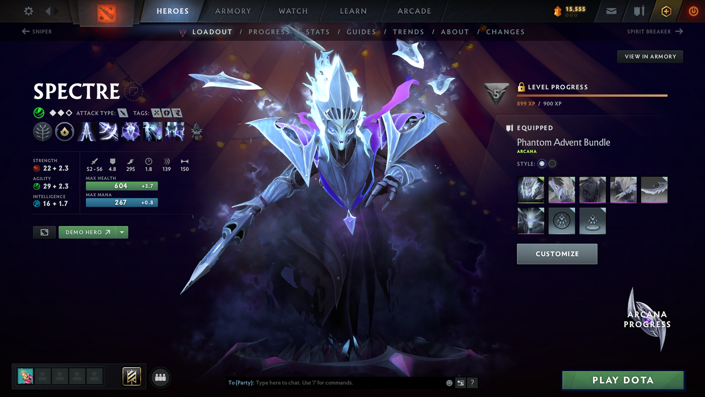TI7, TI8, Nemestice - Prestige Acc - 5 Arcanas: Spectre, Terrorblade, CM, Rubick & Ogre | Lion's Green Hand & Kunkka Shark Immortal | DK Persona & Dark Artistry Kid | Many Cache Sets & Items | 4 Personas | Rare Terrains | Complete Access
