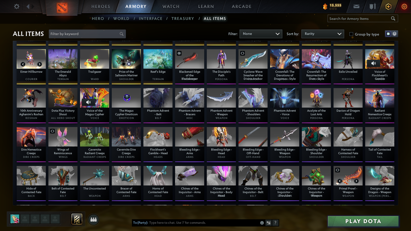 TI7, TI8, Nemestice - Prestige Acc - 5 Arcanas: Spectre, Terrorblade, CM, Rubick & Ogre | Lion's Green Hand & Kunkka Shark Immortal | DK Persona & Dark Artistry Kid | Many Cache Sets & Items | 4 Personas | Rare Terrains | Complete Access