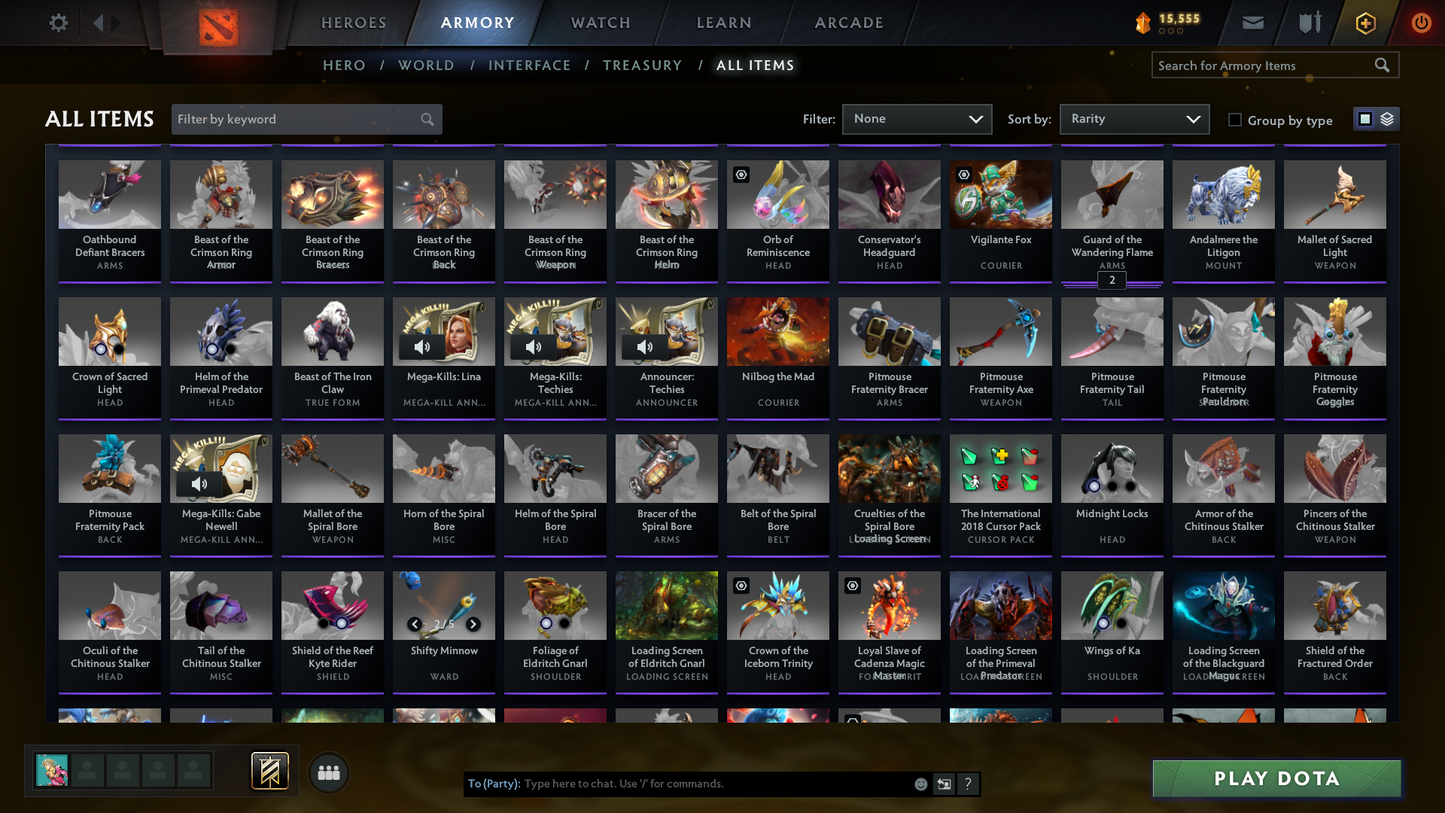 TI7, TI8, Nemestice - Prestige Acc - 5 Arcanas: Spectre, Terrorblade, CM, Rubick & Ogre | Lion's Green Hand & Kunkka Shark Immortal | DK Persona & Dark Artistry Kid | Many Cache Sets & Items | 4 Personas | Rare Terrains | Complete Access