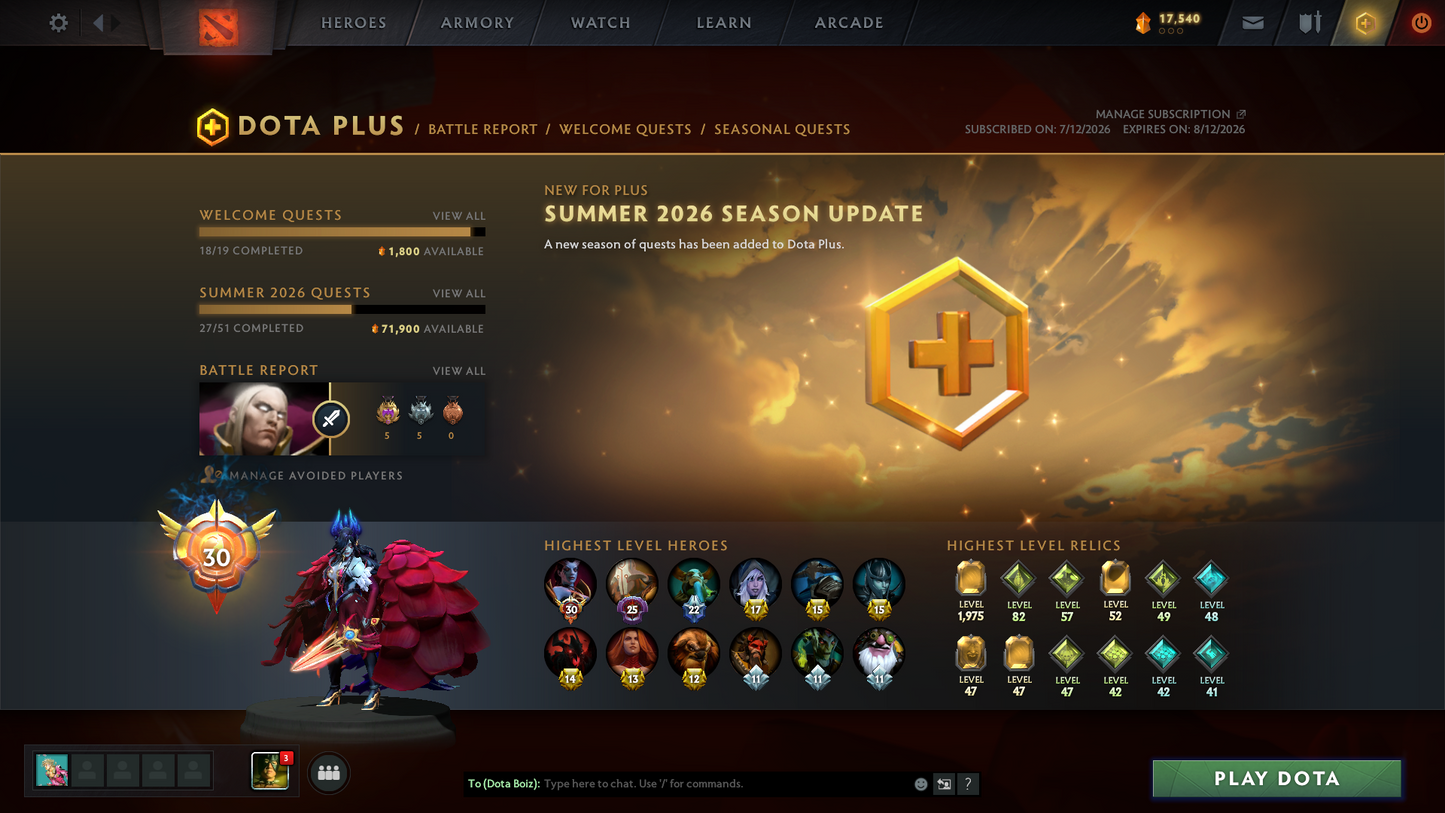 Legend IV | MMR: 3467 | Behavior: 11989 | 5 Arcanas: PA (Style Unlocked), Jugg, Venge, Rubick & Techies | 2 Personas: PA & AM | Grandmaster Tier Heroes | Dota Plus Activated | 4600+ Matches | Tons of Cache Sets | Stacked Account