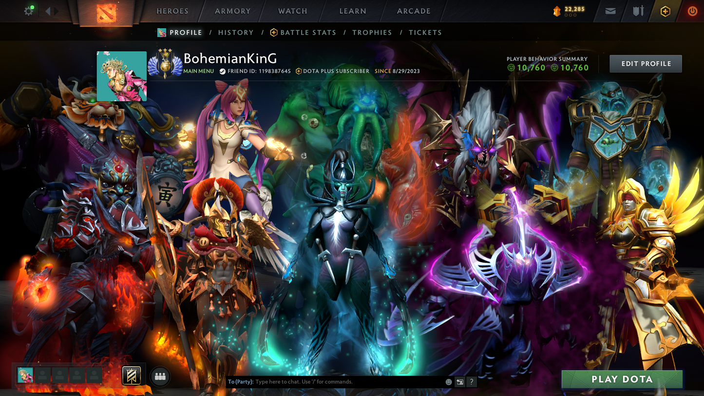 Divine III | MMR: 4977 | Behavior: 10760 | Fully Stacked Account | Phantom Assassin Arcana | Expensive Cache Sets & Items | Mirana & Pudge Persona | Complete 10th Anniversary | Mainpool | 5400+ Hours | Full Access