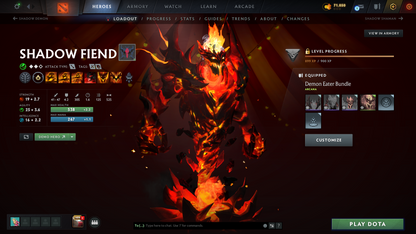 Ancient I | MMR: 3834 | Behavior: 11568 | 2 Arcanas: Shadow Fiend & Legion | 4 Personas: Invoker (Angel of Vex), AM, CM & Mirana | Stacked with Cache Sets, Items & Immortals | 10th Anniversary | Mainpool | 3170+ Hours | Full Access