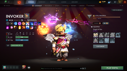 Ancient I | MMR: 3834 | Behavior: 11568 | 2 Arcanas: Shadow Fiend & Legion | 4 Personas: Invoker (Angel of Vex), AM, CM & Mirana | Stacked with Cache Sets, Items & Immortals | 10th Anniversary | Mainpool | 3170+ Hours | Full Access