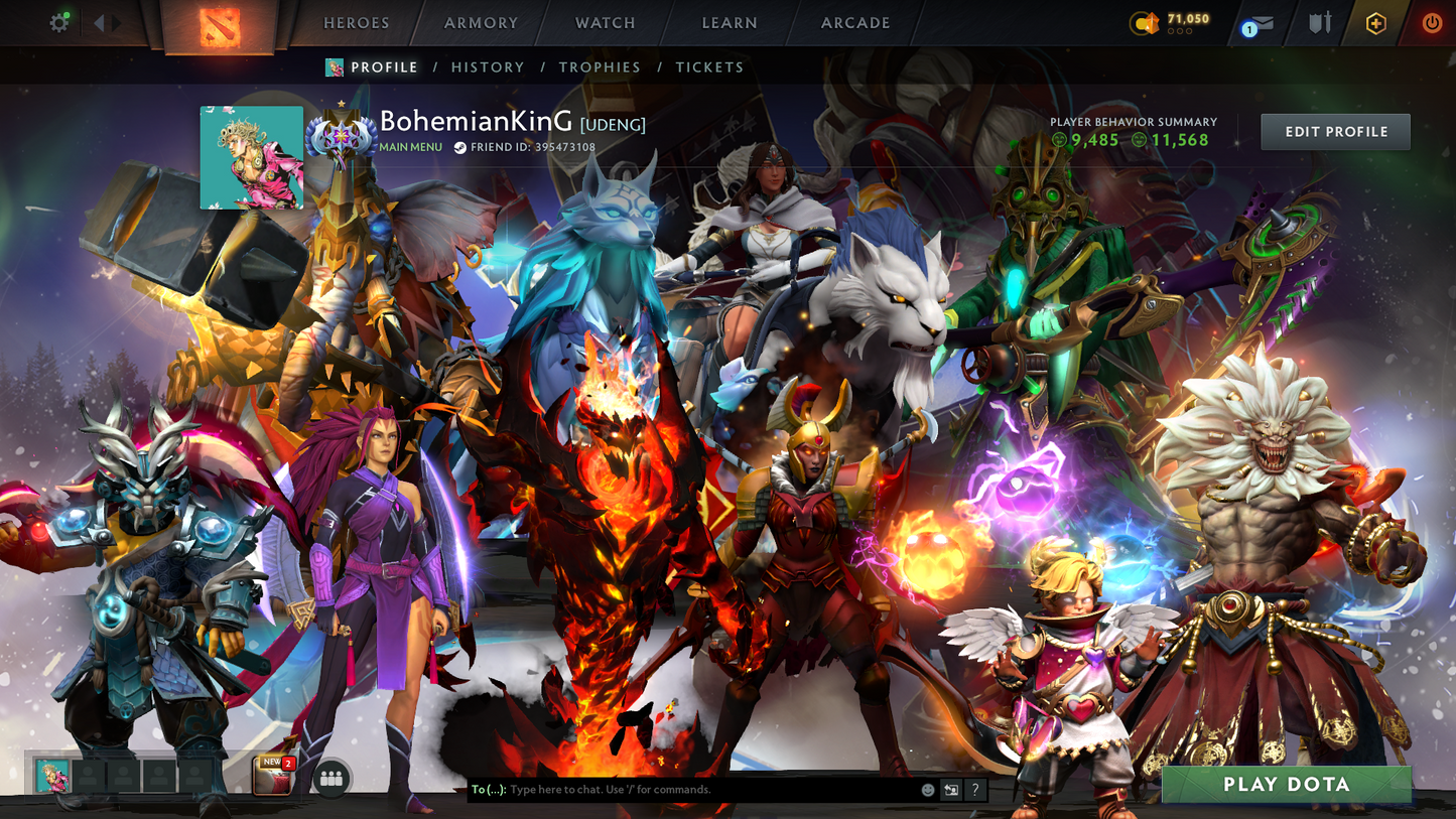 Ancient I | MMR: 3834 | Behavior: 11568 | 2 Arcanas: Shadow Fiend & Legion | 4 Personas: Invoker (Angel of Vex), AM, CM & Mirana | Stacked with Cache Sets, Items & Immortals | 10th Anniversary | Mainpool | 3170+ Hours | Full Access