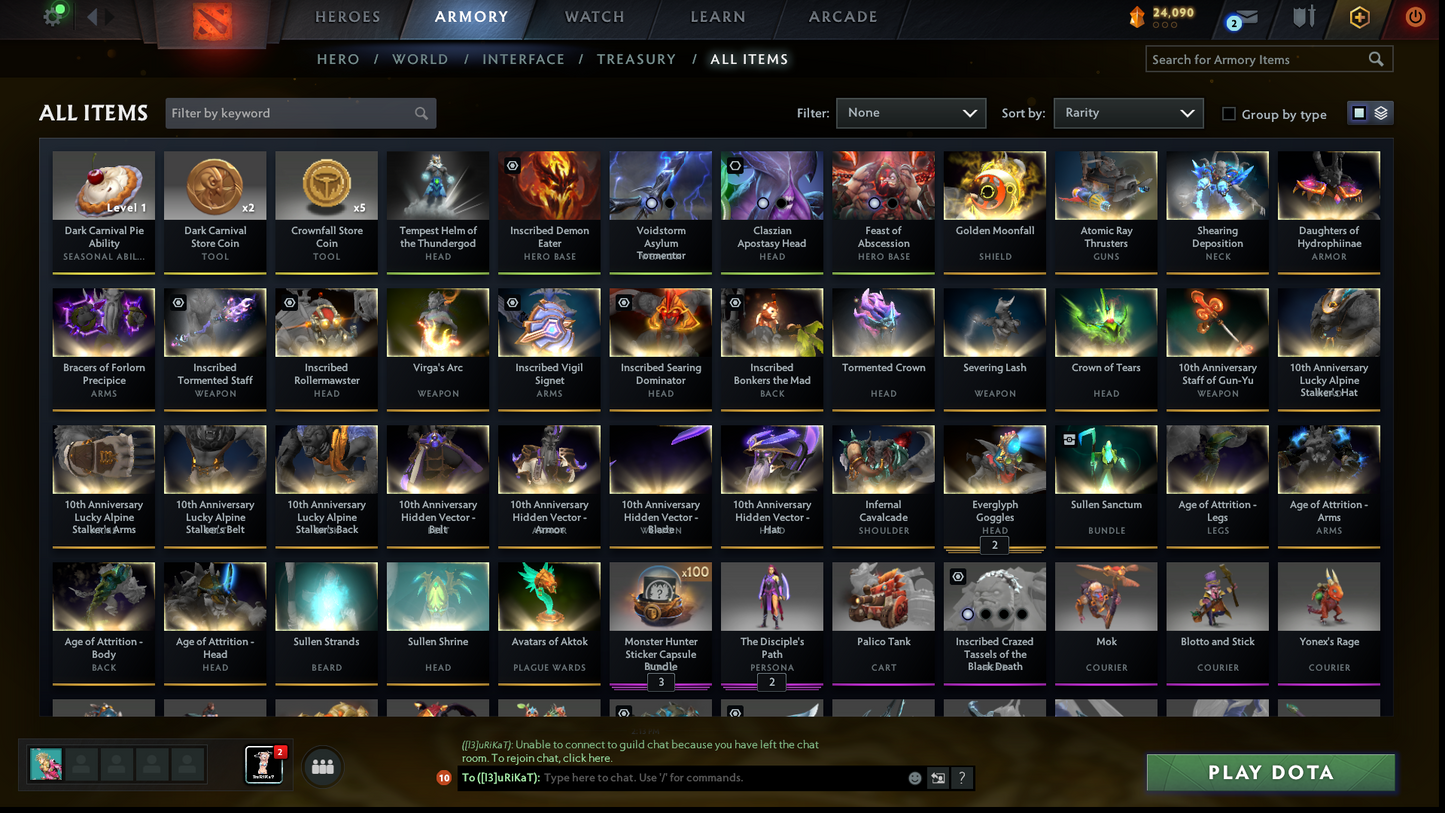 Archon II | MMR: 2502 | Battlepass: TI11 | 5 Arcanas: Void, Razor, SF, Zeus & Pudge | 4 Personas: Phantom Assassin, CM, Mirana & Anti Mage | Primal Prestige | Sven's Shattered Greatsword | Tons of Collector Cache Sets & Items | Stacked Account