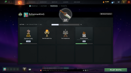 Archon I | MMR: 2275 | Behavior: 9081 | 500+ Hours | Mainpool | 3 Personas: Anti Mage, Phantom Assassin & Crystal Maiden | Tons of Rare Collector Cache Sets | Many Items | Fast Queue | Full Access | Calibrated