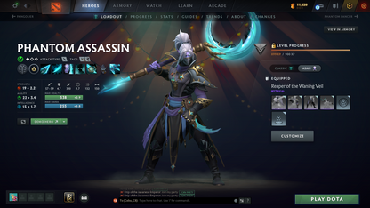 Archon I | MMR: 2275 | Behavior: 9081 | 500+ Hours | Mainpool | 3 Personas: Anti Mage, Phantom Assassin & Crystal Maiden | Tons of Rare Collector Cache Sets | Many Items | Fast Queue | Full Access | Calibrated