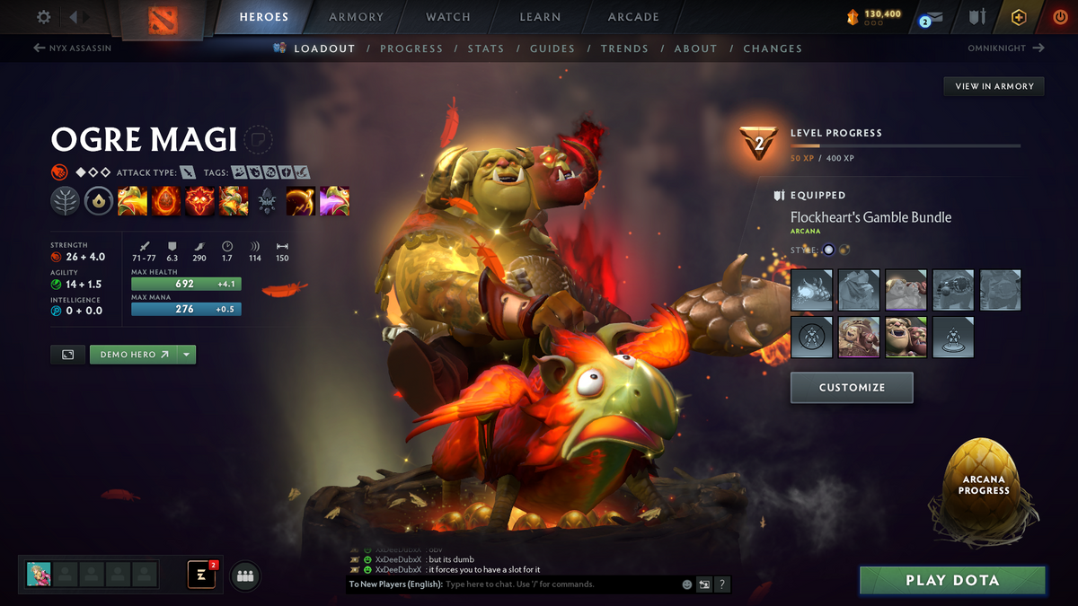 Immortal | MMR: 5737 | Behavior: 12000 | Ogre Magi Arcana | 2 Personas: Anti Mage & Pudge | Many Immortals & Items | 130,000+ Dota Plus Shards | Mainpool | Fast Queue | 2021 Account | Full Access | Calibrated