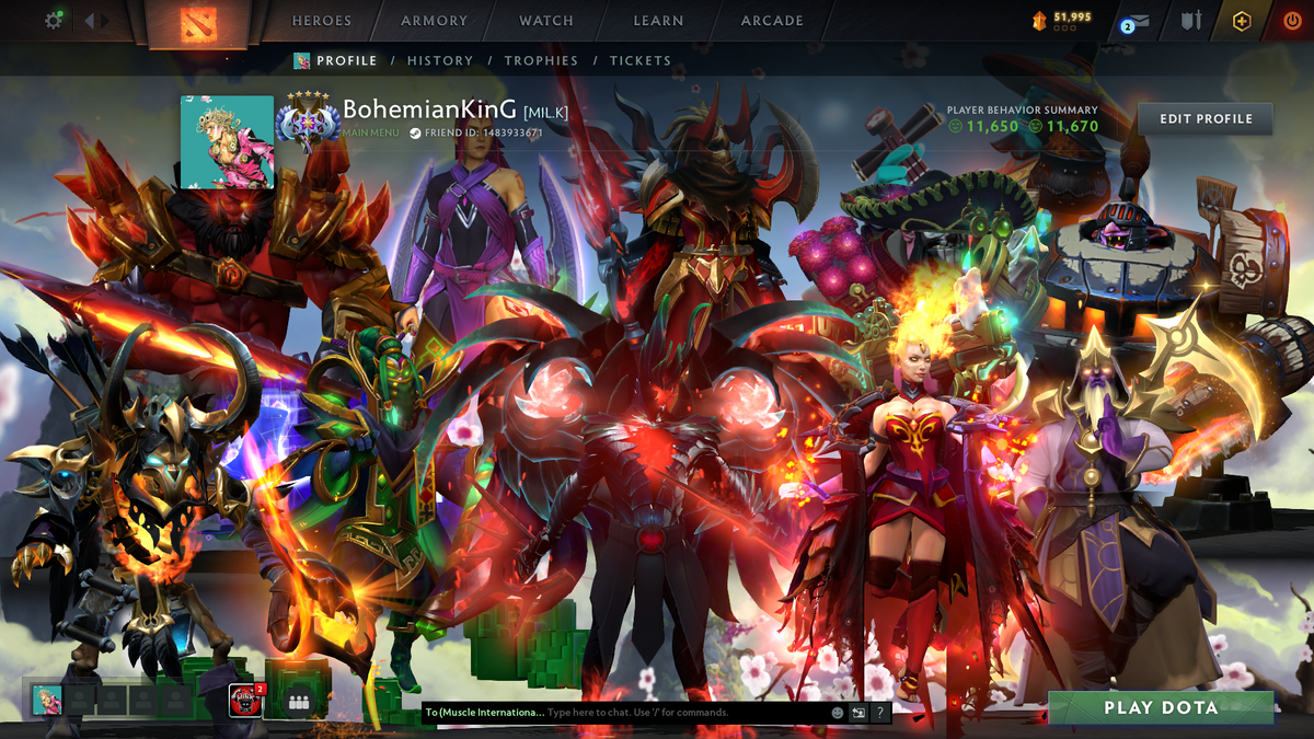 Ancient V | MMR: 4349 | Behavior: 11670 | Stacked Account | 3 Arcanas: Terrorblade, Lina & Rubick | AM Persona | Quartero's Curious Sets | Tons of Expensive Immortals, Cache & Items | Mainpool | Super-Fast Queue