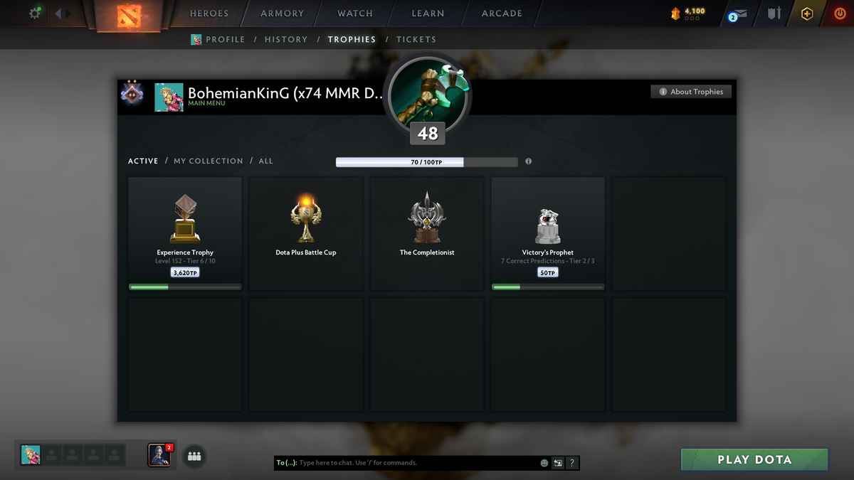 Guardian II | MMR: 904 | Behavior: 10501 | Stacked Account | 3 Arcanas: Pudge, Zeus & Shadow Fiend | 3 Personas: Invoker, AM & CM | x74 MMR DD Tokens | 10th Anniversary & Quartero Curious Sets | Tons of Expensive Immortals, Cache & Items | Mainpool