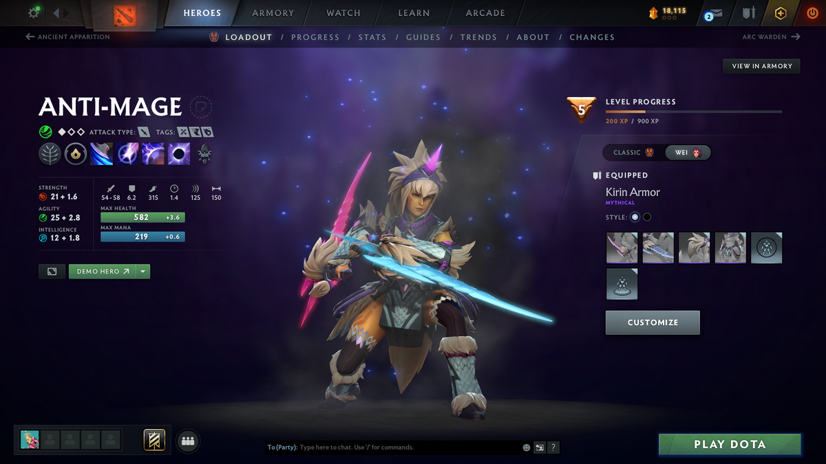 Archon IV | MMR: 2789 - Behavior: 12000 | Mainpool | 2 Personas: Pudge & Anti Mage | Stacked with Sets and Immortals | Quartero's Curios Items | 1000+ Matches Played | Complete Access | Trophy Level: 140+