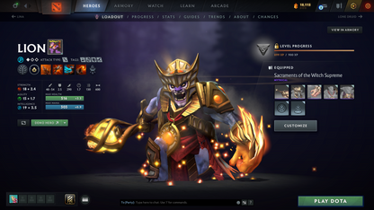 Archon IV | MMR: 2789 - Behavior: 12000 | Mainpool | 2 Personas: Pudge & Anti Mage | Stacked with Sets and Immortals | Quartero's Curios Items | 1000+ Matches Played | Complete Access | Trophy Level: 140+