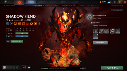 Immortal | MMR: 6048 | Behavior: 12000 | 4700+ Matches | Shadow Fiend Arcana | 4 Personas: CM, PA, AM & Mirana | Exclusive Cache Sets | Fully Stacked with Immortals & Items | 10th Anniversary | Mainpool | 2014 Account | High Trophy Level