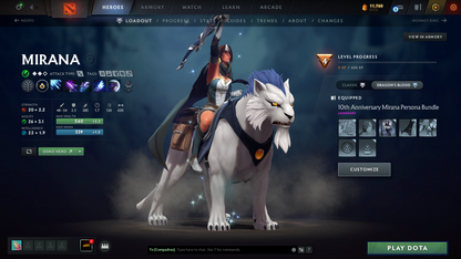 Immortal | MMR: 6048 | Behavior: 12000 | 4700+ Matches | Shadow Fiend Arcana | 4 Personas: CM, PA, AM & Mirana | Exclusive Cache Sets | Fully Stacked with Immortals & Items | 10th Anniversary | Mainpool | 2014 Account | High Trophy Level